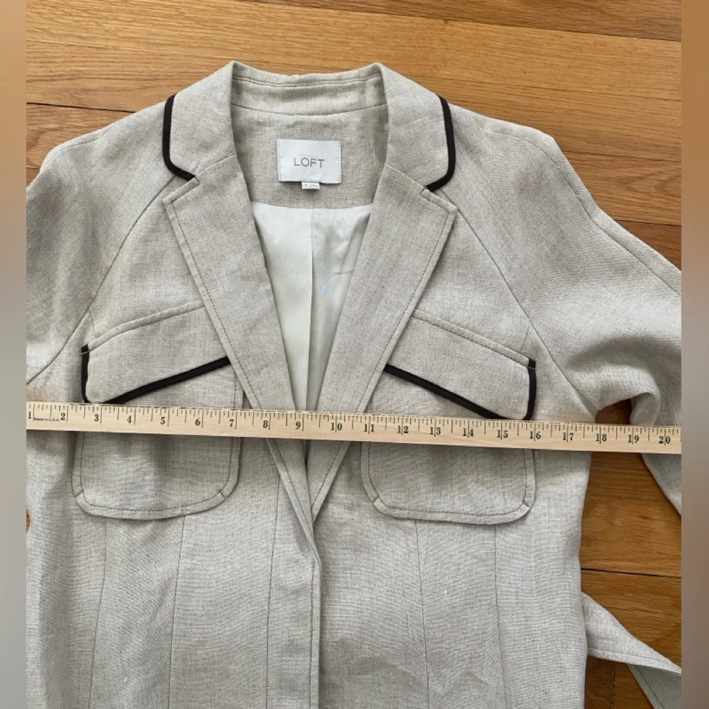 LOFT Ann Taylor LINEN Safari Blazer Size 8 Tan wBelt like new - Picture 11 of 13
